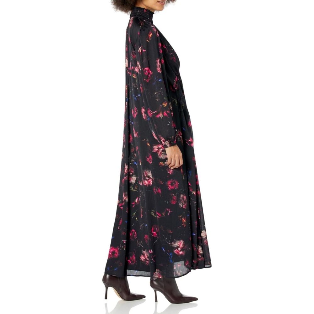 The Drop Women's Black Floral Print Mock-Neck Maxi Dress by @karenbritchick, L - Picture 3 of 3